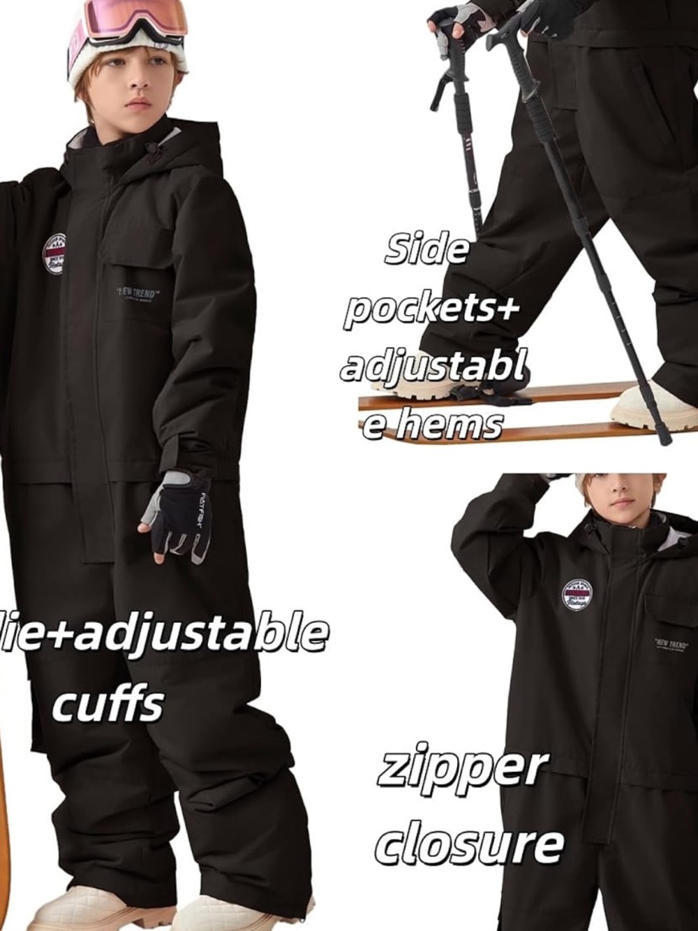 NWOT HOTIAN Boys/Girls One Piece Ski Suit Overalls Windproof Waterproof - Picture 2 of 9
